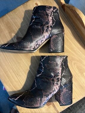 Steve Madden Jillian Snake-Print Ankle Boots